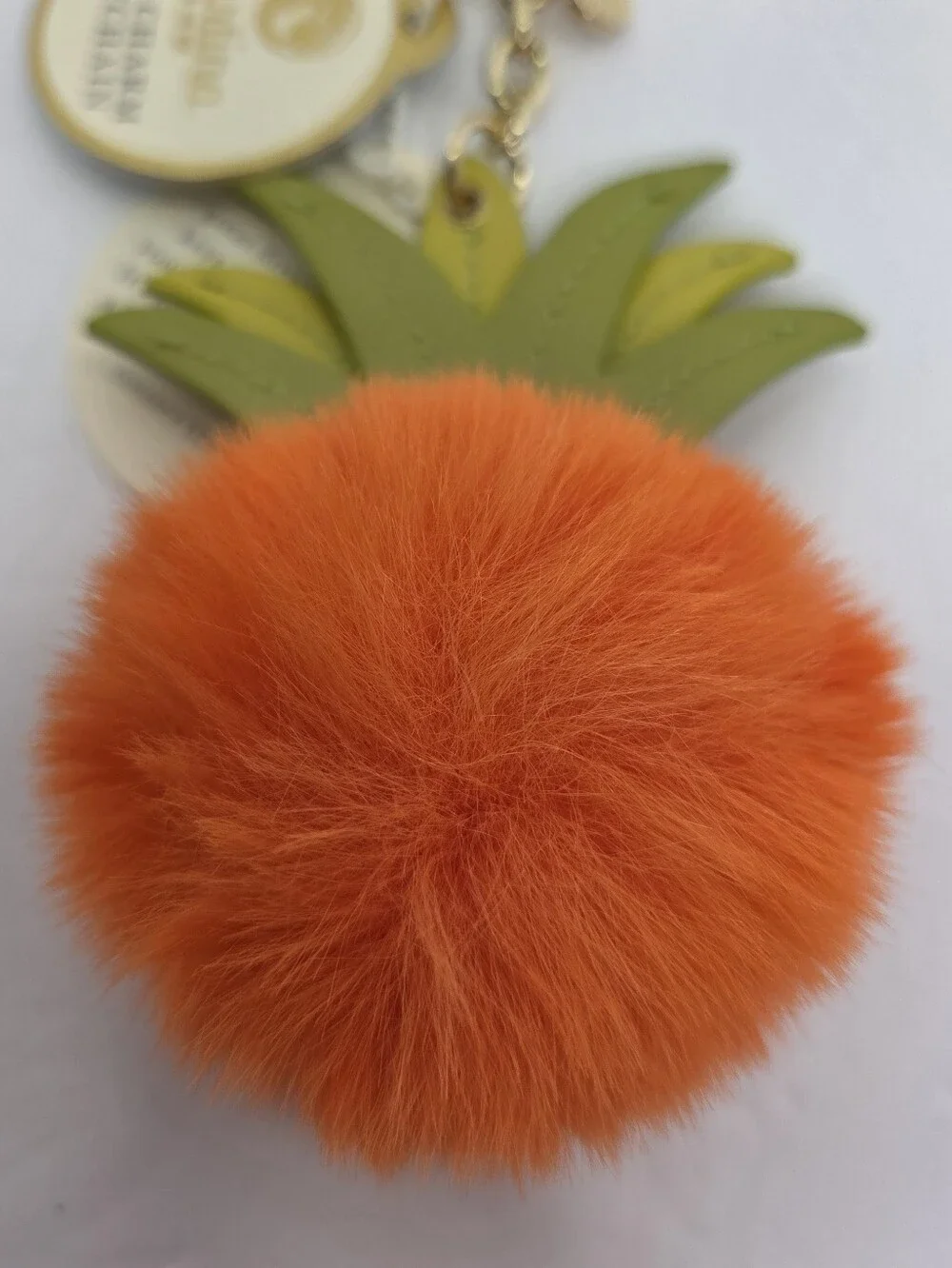 Spartina 449 Pineapple Keychain Bag Charm Orange Poof NWT